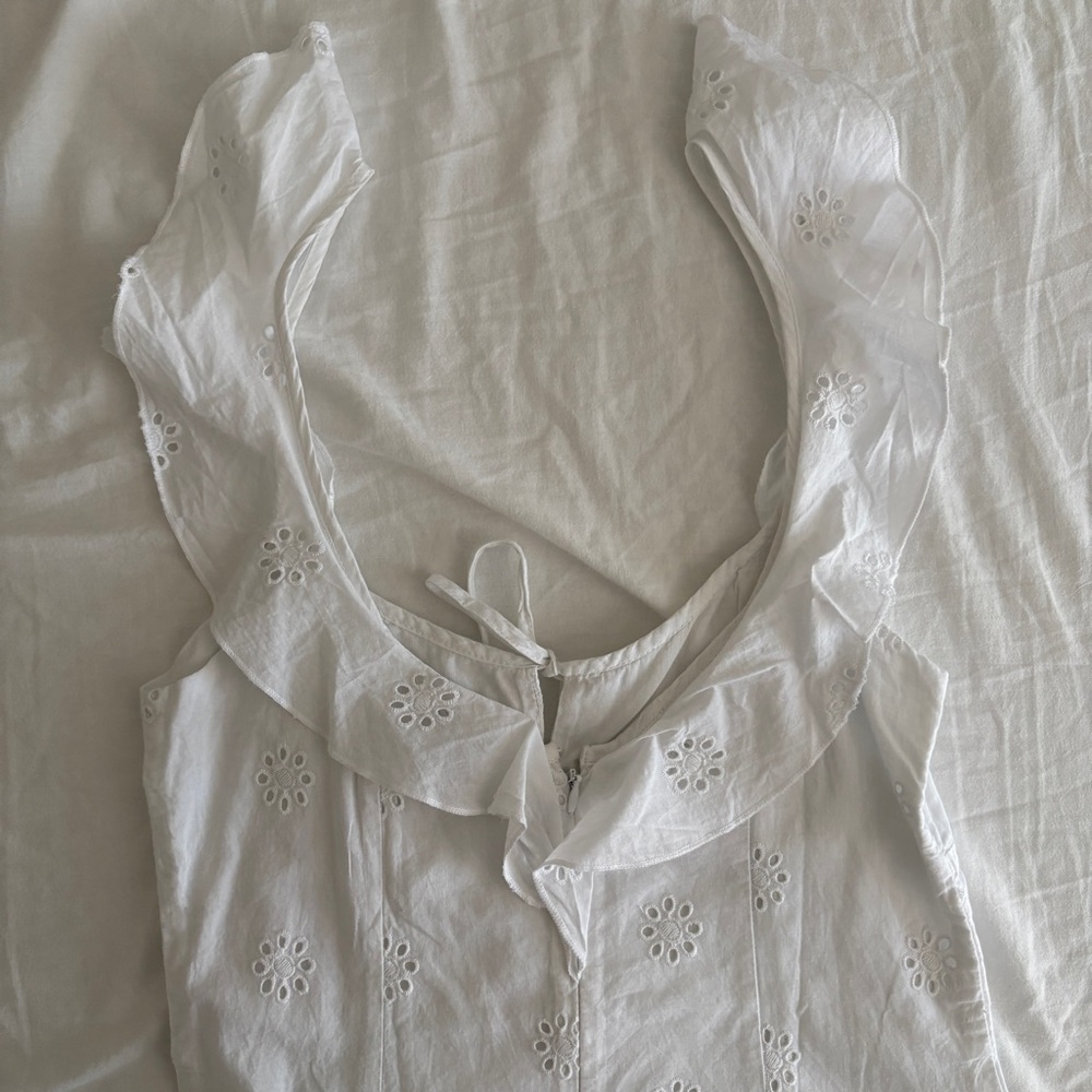 100% LINEN Princess Polly White Mini Dress - Picture 9 of 12